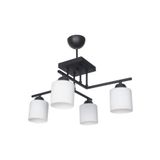 Fer Avize ECEM MODERN SİYAH RENK SİLİNDİR BEYAZ CAMLI Salon - Mutfak - Yatak Odası 4 LÜ AVİZE