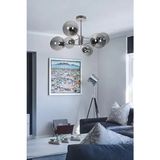Fer Avize Fer Oscar Lüks Tasarım GRİ Renk Kasa Füme Camlı Metal Avize 6'lı Modern Salon Mutfak Yatak Odası - Bej