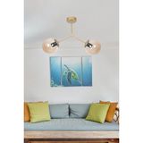 Fer Avize Focus Modern Tasarım Salon - Mutfak - Cafe - Hol - Yatak Odası Eskitme Renk Bal Camlı 2 Li Avize - Kahverengi