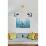 Fer Avize Focus Modern Tasarım Salon - Mutfak - Cafe - Hol - Yatak Odası Eskitme Renk Füme Camlı 2 Li Avize - Eskitme Füme