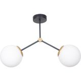Fer Avize Focus Modern Tasarım Salon Mutfak - Cafe - Hol - Yatak Odası Siyah Gold Renk Beyaz Camlı 2 Li Avize - Beyaz - Altın