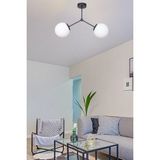 Fer Avize Focus Modern Tasarım Salon - Mutfak - Cafe - Hol - Yatak Odası Siyah Renk Beyaz Camlı 2 Li Avize - Siyah - Beyaz