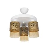 Fer Avize FT Modern Tasarım Plafonyer Beyaz Renk Bal Camlı Salon - Mutfak - Yatak Odası 3 lü Avize