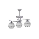 Fer Avize Fuji 2046 Camlı Modern Krom Kasa Gümüş Desenli Salon - Mutfak - Yatak Odası 3 Lü Avize