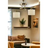 Fer Avize Fuji Modern Dekoratif Eskitme Renk Salon - Mutfak - Yatak Odası 2 Li Krem Kumaş Başlıklı Avize