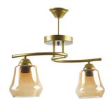 Fer Avize Fuji modern dekoratif oval camlı eskitme Salon - Mutfak - Yatak Odası 2 li avize