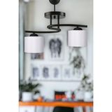 Fer Avize Fuji Modern Dekoratif Siyah Renk Salon - Mutfak - Yatak Odası 2 Li Beyaz Kumaş Başlıklı Avize - Siyah - Beyaz