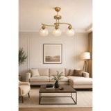 Fer Avize Fuji Modern Kabartma Camlı Dekoratif 3'lü Avize Salon Yatak Odası Mutfak Koridor