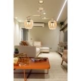 Fer Avize Fuji Modern Tasarım Eskitme Kasa Bal Camlı Salon - Mutfak - Yatak Odası 2 Li Avize