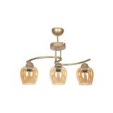 Fer Avize Fuji Modern Tasarım Eskitme Kasa Bal Camlı Salon - Mutfak - Yatak Odası 3 lü Avize
