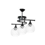 Fer Avize Fuji Retro Modern Siyah Renk Baklava Camlı Salon - Mutfak - Yatak Odası 3 Lü Avize