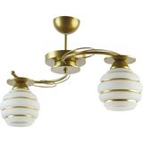 Fer Avize Goldina Modern Plofonyer Gold Kasa Simli Camlı Ikili Avize - Beyaz