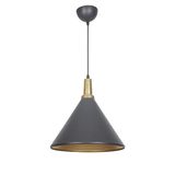 Fer Avize Huni Büyük Modern Tasarım Eskitme Detaylı Siyah İçi Gold Renk Metal Cafe - Mutfak Tekli Avize