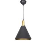 Fer Avize Huni Küçük Modern Tasarım Eskitme Detaylı Siyah İçi Gold Renk Metal Cafe - Mutfak Tekli Avize