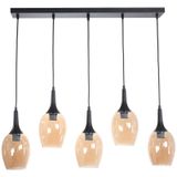Fer Avize Ilyo Modern Tasarım Yemek Masası - Salon - Mutfak Sıralı Bal Camlı 5 Li Avize