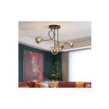 Fer Avize JADE Modern Globe Camlı Siyah Kasa Füme Camlı Salon - Mutfak - Yatak Odası 4 lü Avize
