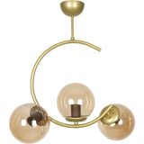 Fer Avize Julia Özel Tasarım Hilal Model Eskitme Gold Renk Bal Camlı 3'lü Avize - Gold - Bal Rengi