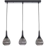 Fer Avize Klasik Modern Tasarım Yemek Masası - Salon - Mutfak Sıralı Füme Camlı 3 Lü Avize