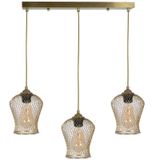 Fer Avize Lale Modern Tasarım Eskitme Renk - Cafe - Salon - Yatak Odası - Çocuk Odası Tel 3 lü SIRALI Avize