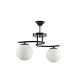 Fer Avize LİNDA MODERN SİYAH RENK KAPALI GLOBE BEYAZ CAMLI Salon - Mutfak - Yatak Odası 2 Lİ AVİZE
