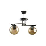 Fer Avize LİNDA MODERN SİYAH RENK KAPALI GLOBE FÜME CAMLI Salon - Mutfak - Yatak Odası 2 Lİ AVİZE