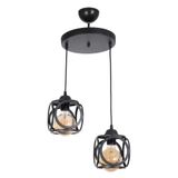 Fer Avize Lotus Modern Tasarım Siyah Renk - Cafe - Salon - Yatak Odası - Çocuk Odası Tel 2 li Avize