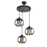 Fer Avize Lotus Modern Tasarım Siyah Renk - Cafe - Salon - Yatak Odası - Çocuk Odası Tel 3 lü Avize
