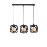 Fer Avize Lotus Modern Tasarım Siyah Renk - Cafe - Salon - Yatak Odası - Çocuk Odası Tel 3 lü SIRALI Avize