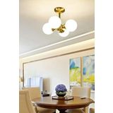 Fer Avize Mora Modern Eskitme Kasa Beyaz Kapalı Camlı 4 Lü Avize