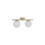 Fer Avize Nika Modern Eskitme Beyaz Cam Modern 2 Li Avize - Gold