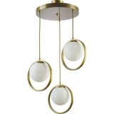 Fer Avize Nina Modern Metal Halkalı Kapalı Camlı Ikili Avize - Gold