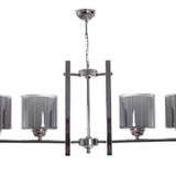 Fer Avize Pierro Modern Spor Dekoratif Krom Renk Çift Camlı Yemek Masası Üstü Sıralı 4 Lü Avize