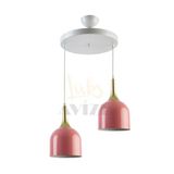 Fer Avize Reına Modern Tasarım Metal Başlık Pembe Renk Sarkıt Cafe - Mutfak 2 Li Avize