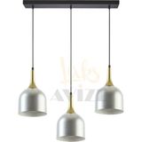 Fer Avize Reina Modern Tasarım Metal Başlık Sarkıt Sıralı 3 Lü Avize - Altın