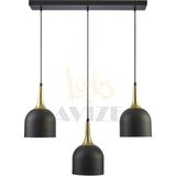 Fer Avize Reina Modern Tasarım Metal Başlık Sarkıt Sıralı 3 Lü Avize - Gold