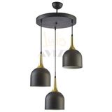 Fer Avize REINA MODERN TASARIM METAL BAŞLIK SİYAH RENK SARKIT Cafe - Mutfak 3 LÜ AVİZE