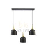 Fer Avize REINA MODERN TASARIM METAL BAŞLIK SİYAH RENK SIRALI Cafe - Mutfak SARKIT 3 LÜ AVİZE