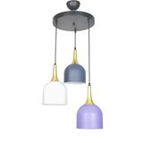 Fer Avize REINA MODERN TASARIM METAL MİX Lacivert Lila Beyaz RENK SARKIT Cafe - Mutfak 3 LÜ AVİZE