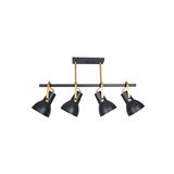 Fer Avize Relax Modern Metal Tasarım Siyah Renk Gold Detay Dekoratif Cafe-mutfak Sarkıt Sıralı 4 lü Avize