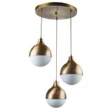 Fer Avize Rima Modern Sarkıt Retro Eskitme Renk Beyaz Camlı Salon - Mutfak - Yatak Odası 3 Lü Avize