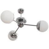 Fer Avize Rima Plofonyer Modern Retro Krom Renk Beyaz Camlı Salon - Mutfak - Yatak Odası 3 Lü Avize