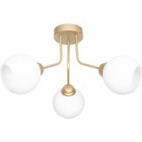 Fer Avize Rosa Modern Lüks Tasarım Tavan Plafonyer Gold Renk Beyaz Camlı 3'lü Avize - Gold - Beyaz