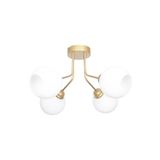 Fer Avize Rosa Modern Lüks Tasarım Tavan Plafonyer Gold Renk Beyaz Camlı 4 Lü Avize