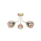 Fer Avize Rosa Modern Lüks Tasarım Tavan Plafonyer Gold Renk Füme Camlı 3 Lü Avize