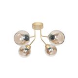 Fer Avize Rosa Modern Lüks Tasarım Tavan Plafonyer Gold Renk Füme Camlı 4 Lü Avize