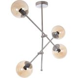 Fer Avize Salsa Modern Tasarım GRİ Renk Camlı Salon - Mutfak - Yatak Odası 4 Lü Avize - Bal