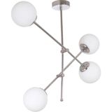 Fer Avize Salsa Modern Tasarım Krom Renk Camlı Salon - Mutfak - Yatak Odası 4 Lü Avize - Krom - Beyaz - 1