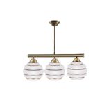 Fer Avize Serenimo Retro Rustik Gold Renk Beyaz Gold Camlı Sıralı Salon - Mutfak - Yatak Odası 3 Lü Avize