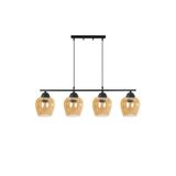 Fer Avize Sezar 110 Modern Tasarım Salon - Mutfak - Yemek Masası - Siyah Renk Bal Camlı 4 Lü Avize