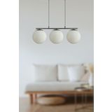 Fer Avize Sezar Beyaz Camlı Siyah Modern Tasarım Yemek Masası Üstü -salon 3 Lü Avize